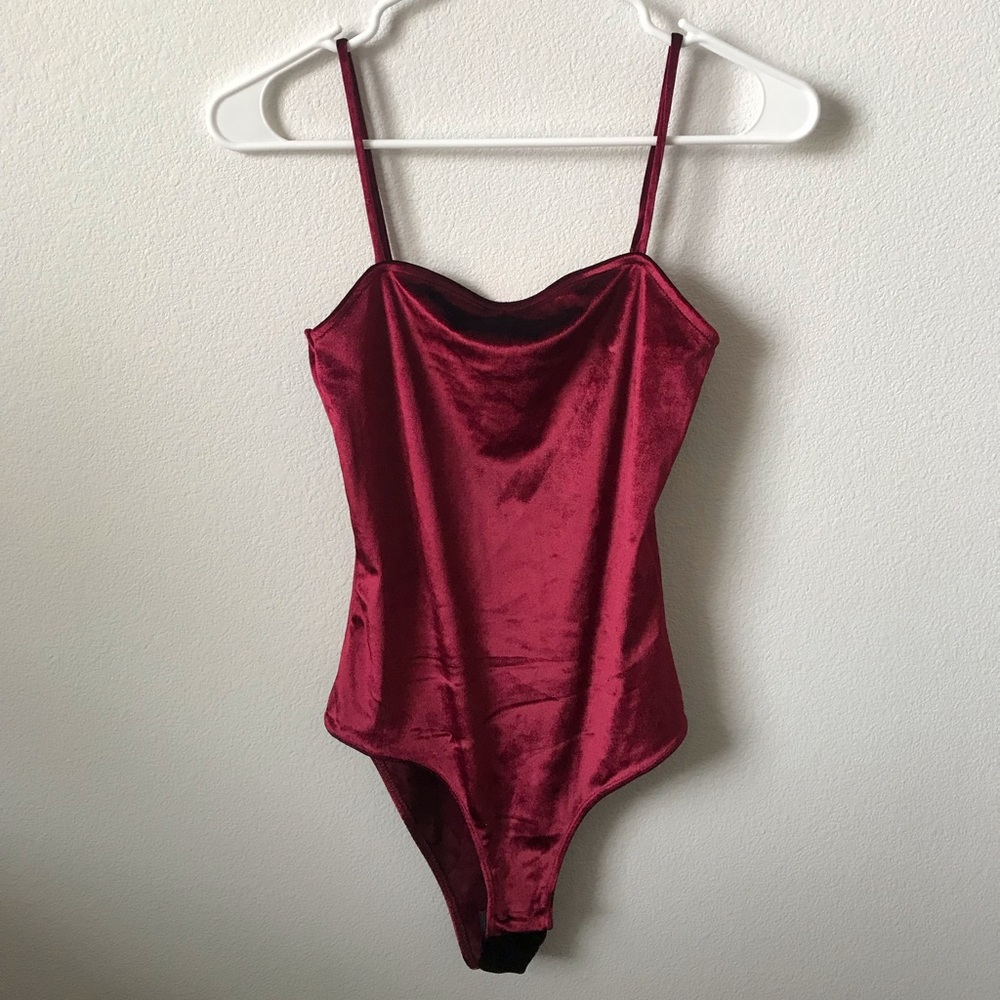 Topshop Velvet Bodysuit (Wine)